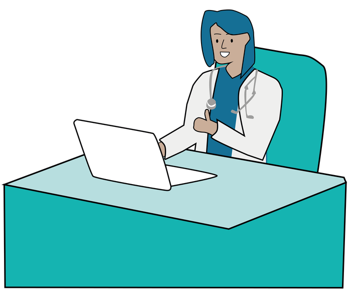 Ärztin mit Laptop an einem Schreibtisch