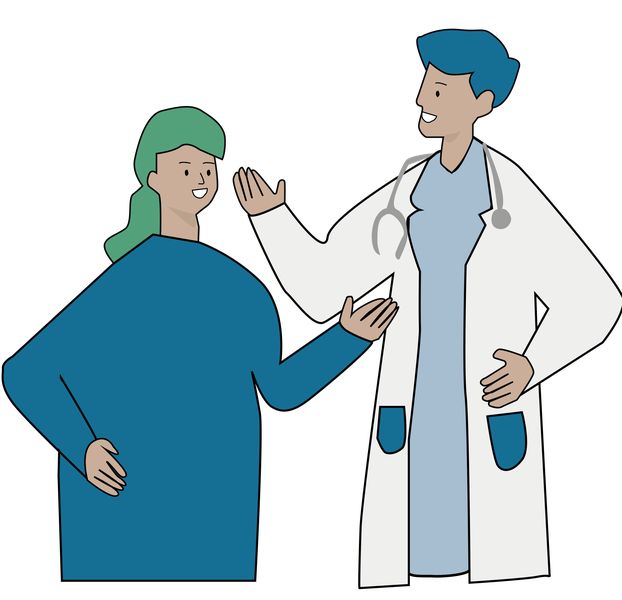 Arzt mit Patientin im Gespräch